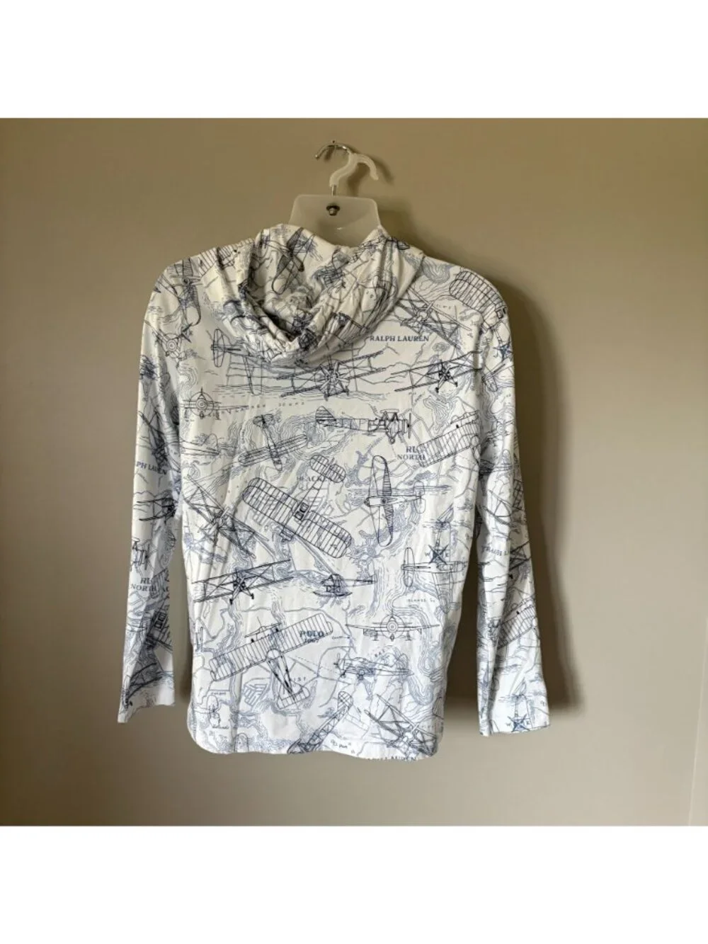 POLO Ralph Lauren Aviation-Print Jersey Hooded T-Shirt Mens Small